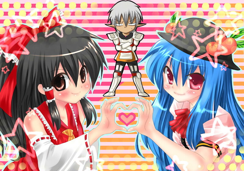 anime characters making heart