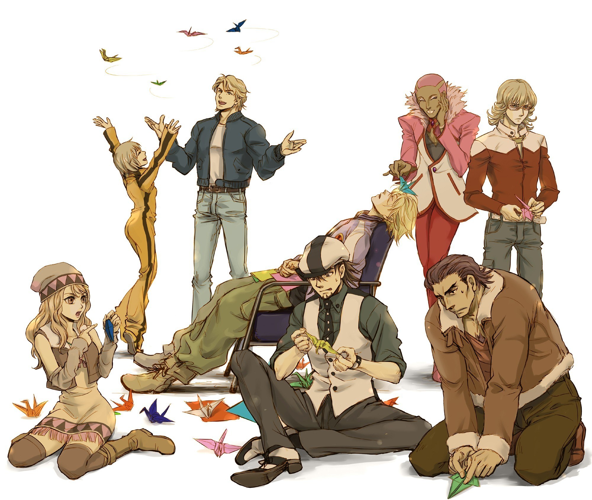 anime characters making origami