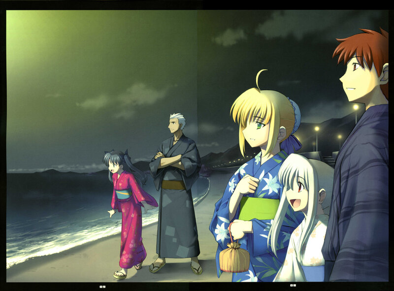 anime characters on a beach