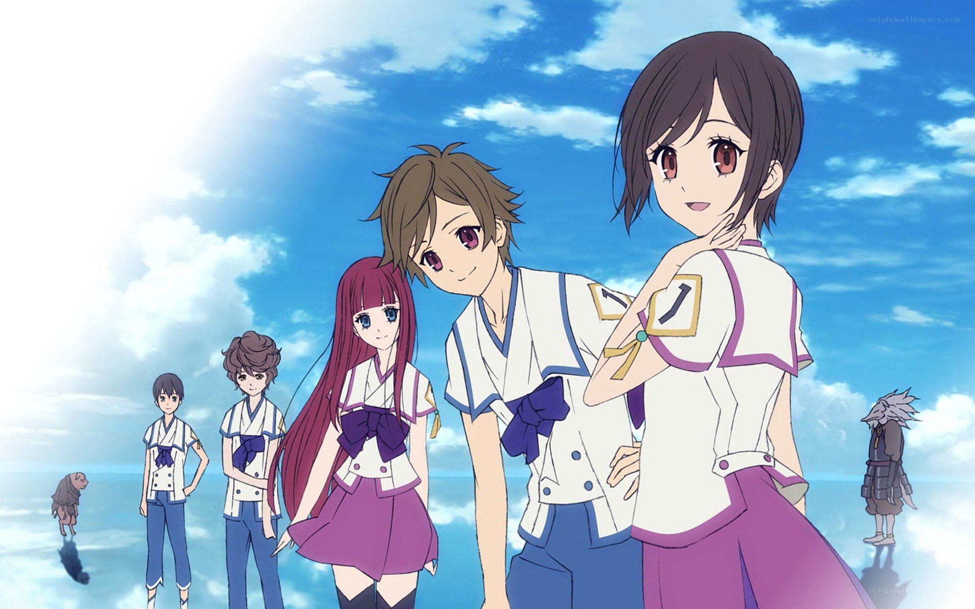 anime characters on a beach