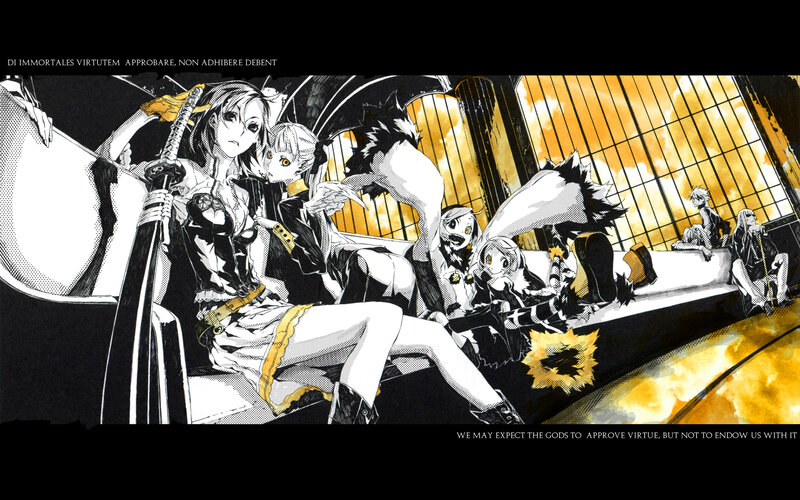 Anime Characters on a Bench — Black