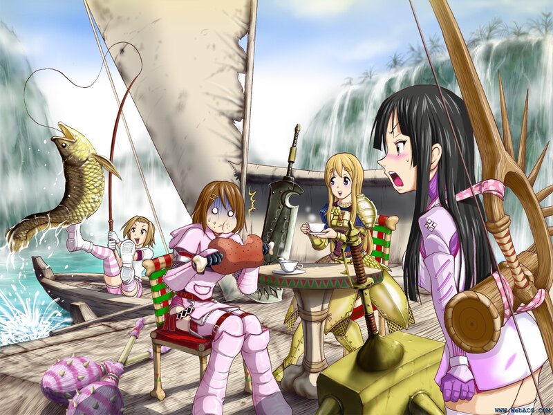 Anime Characters on a Boat — Pink