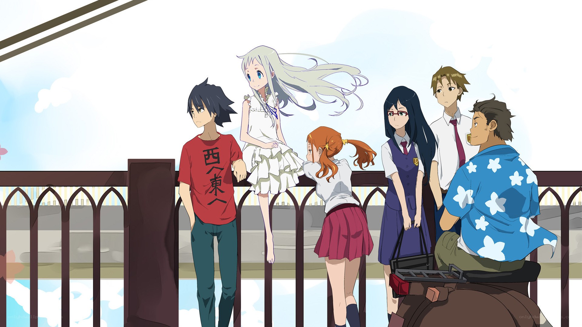 anime characters on a bridge