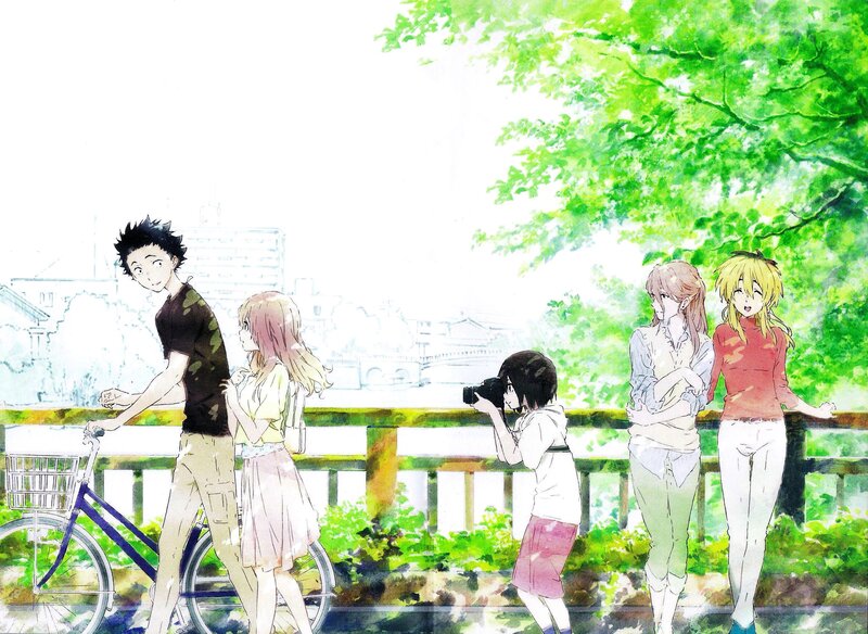 Anime Characters on a Bridge — Green, Serene