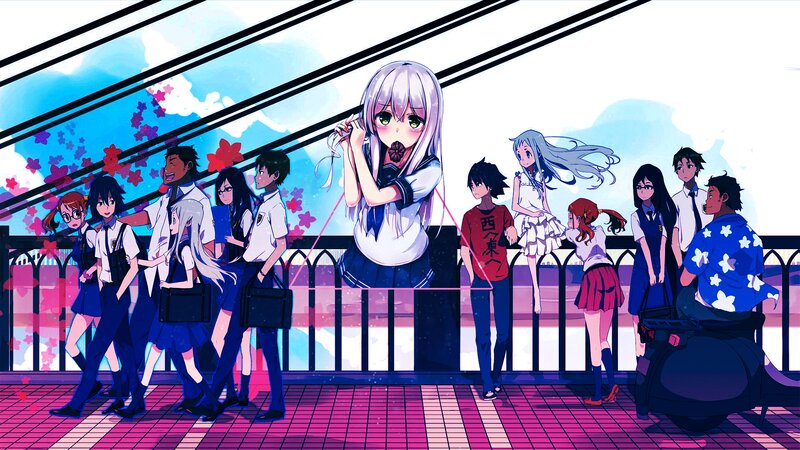 Anime Characters on a Bridge — Pink