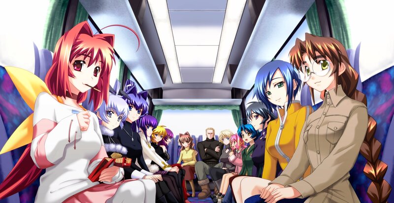 Anime Characters on a Bus — Blue, Calm, Bus Interior