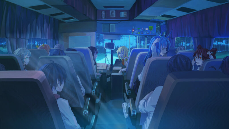 Anime Characters on a Bus — Blue, Calm