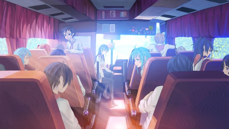 Anime Characters on a Bus — Purple