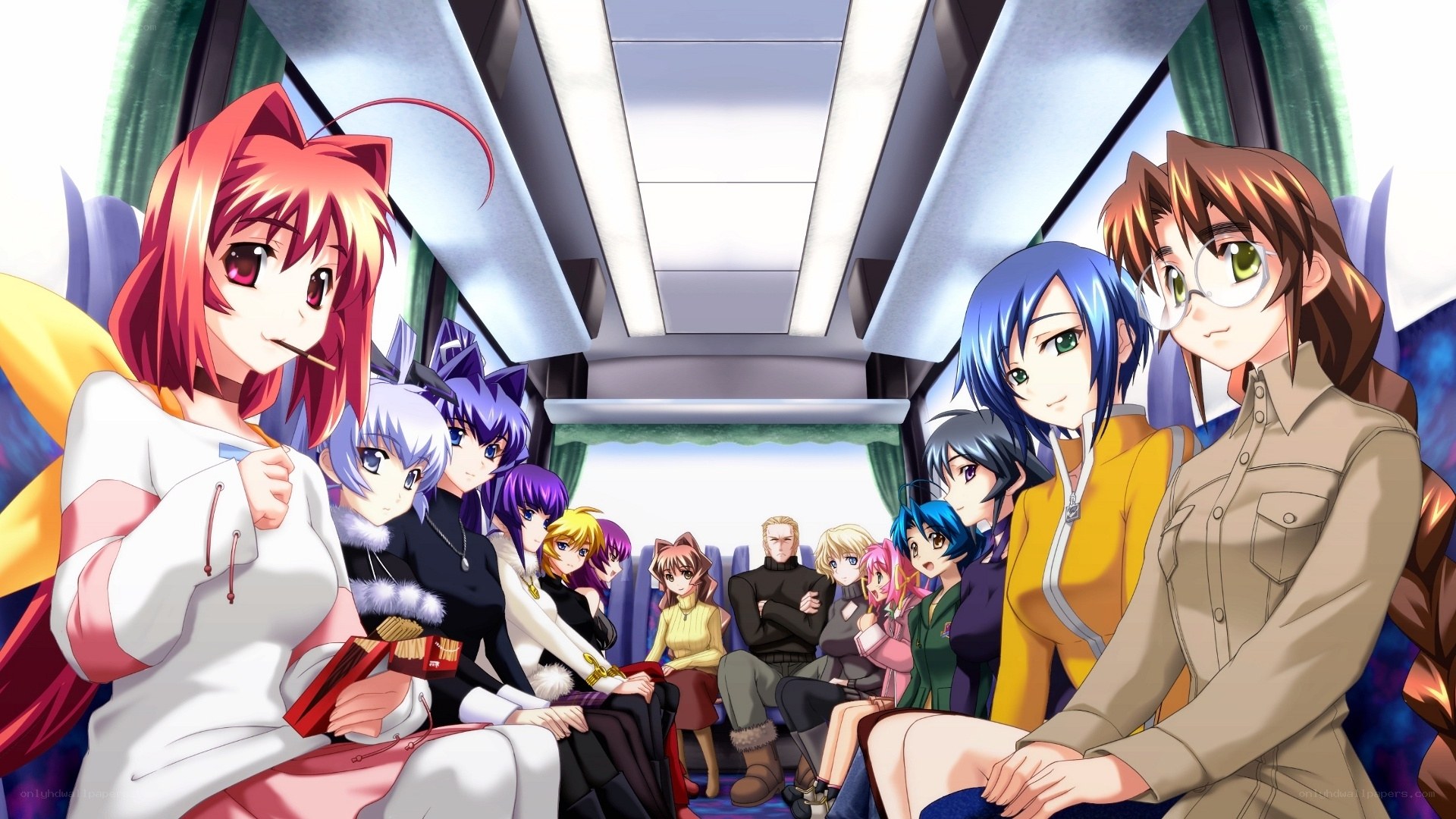 anime characters on a bus