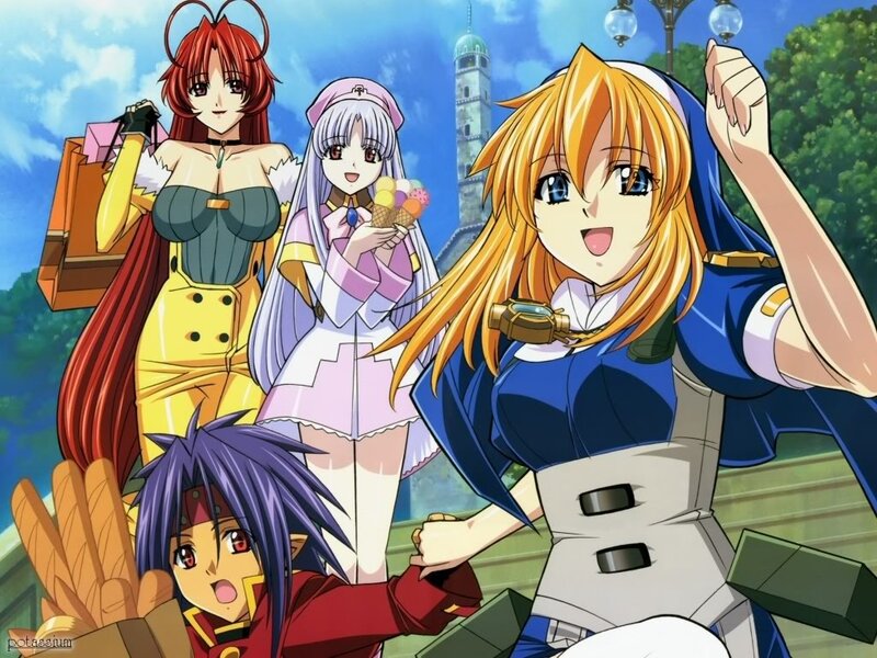 anime characters on a city street