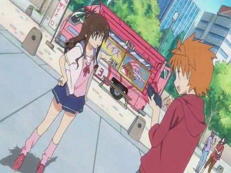 Anime characters on a city street