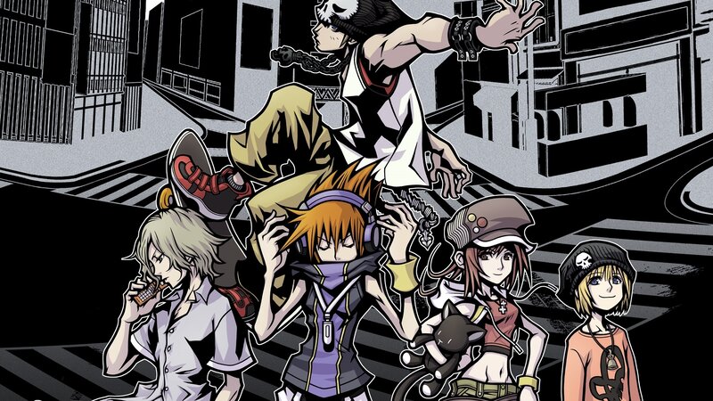 anime characters on a city street