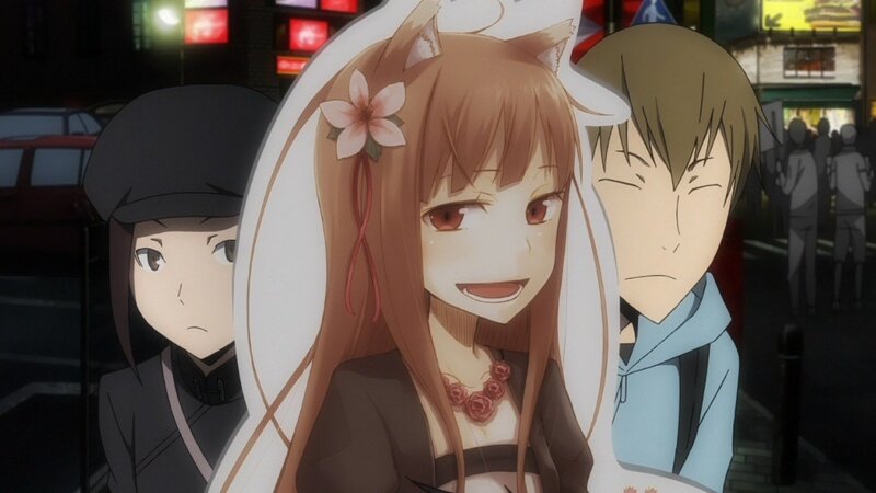 anime characters on a city street