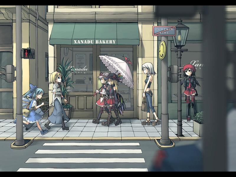 Anime characters on a city street