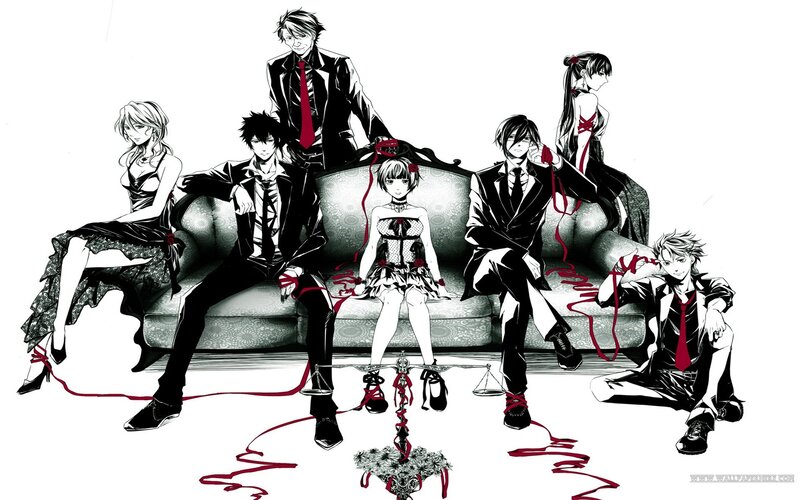 Anime Characters on a Couch — Black, Dramatic