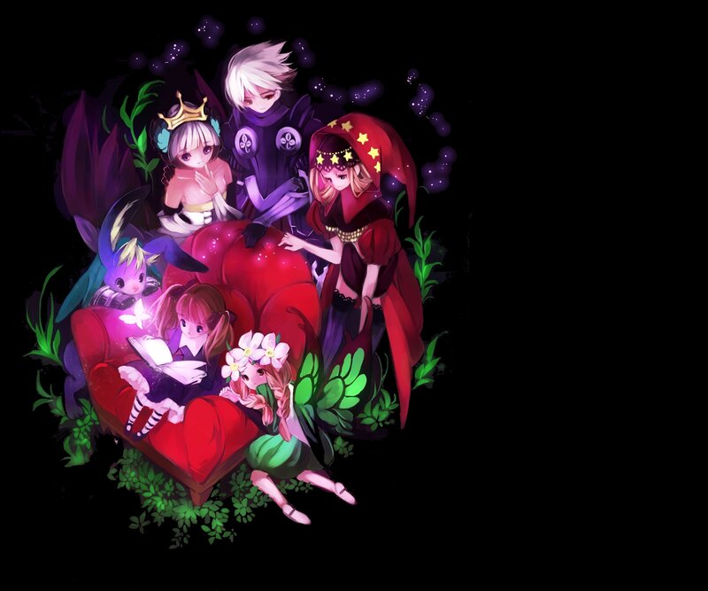 Anime Characters on a Couch — Black, Whimsical