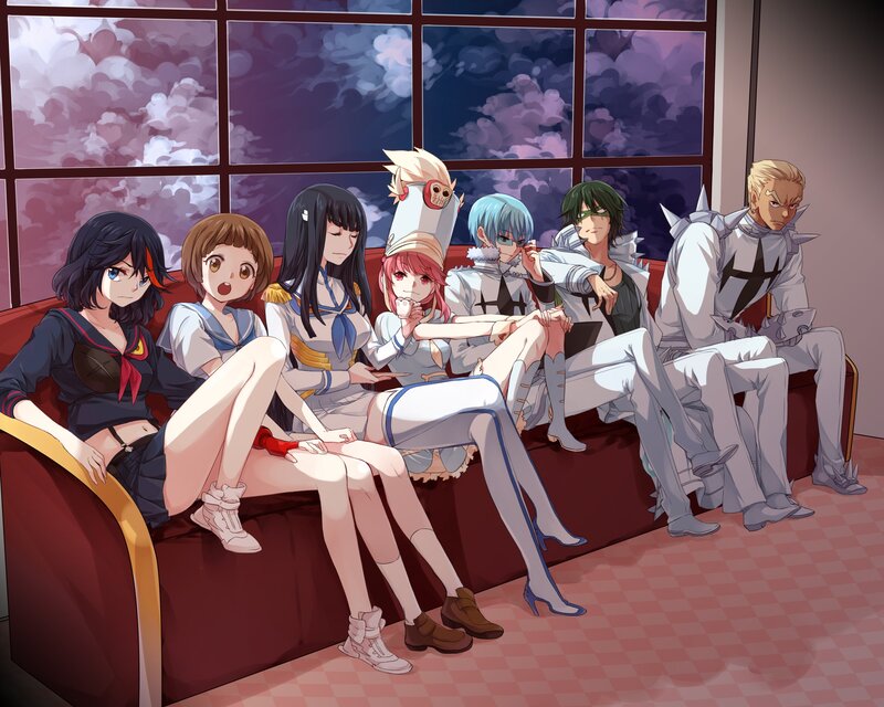 Anime Characters on a Couch — Red, Calm