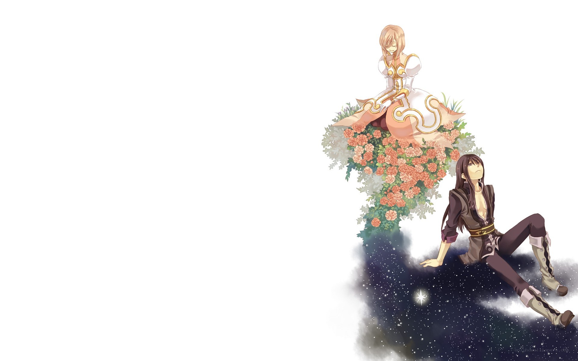 anime characters on a flower cloud