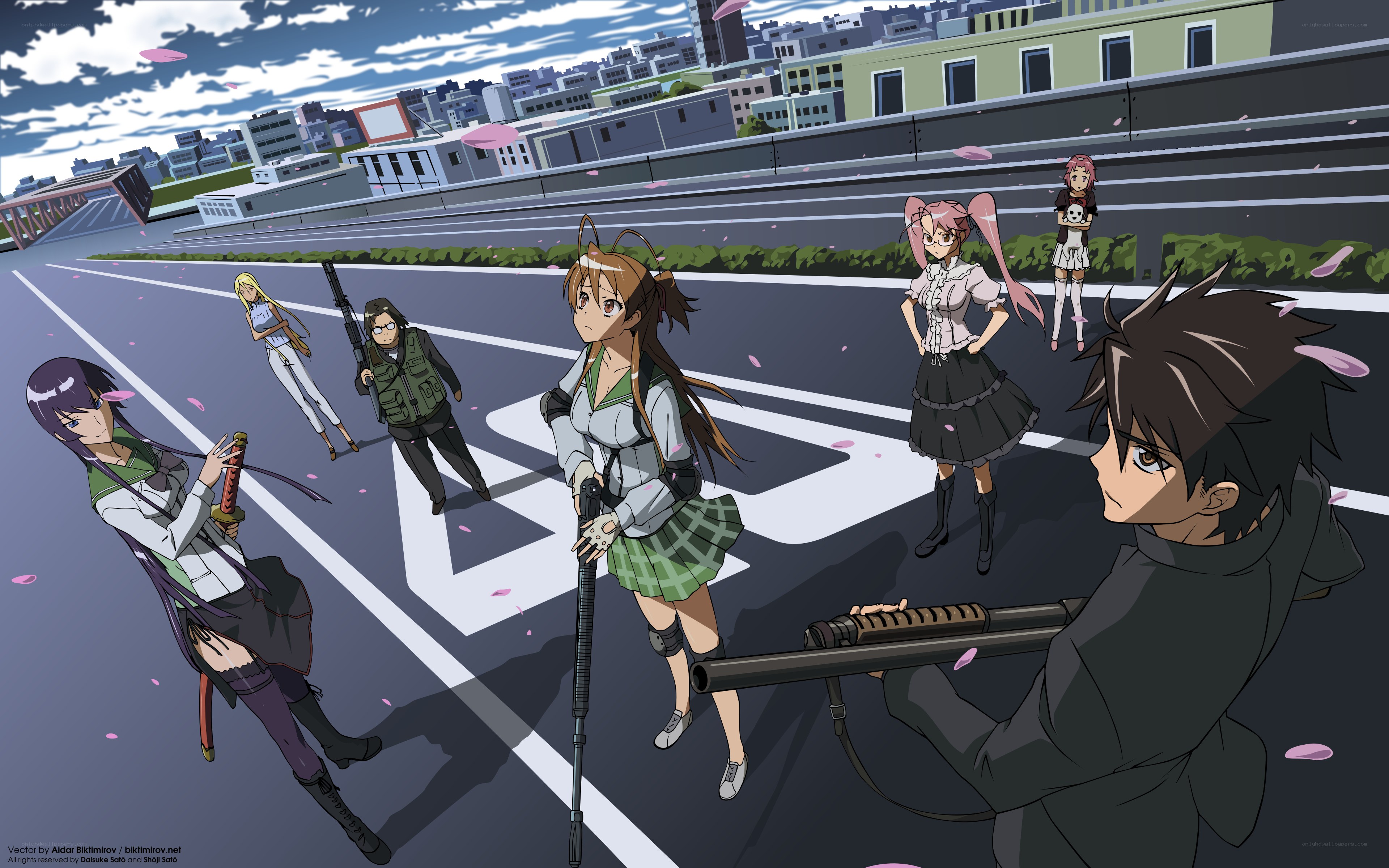 Anime characters on a highway