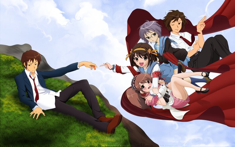 Anime Characters on a Hill — Green, Playful