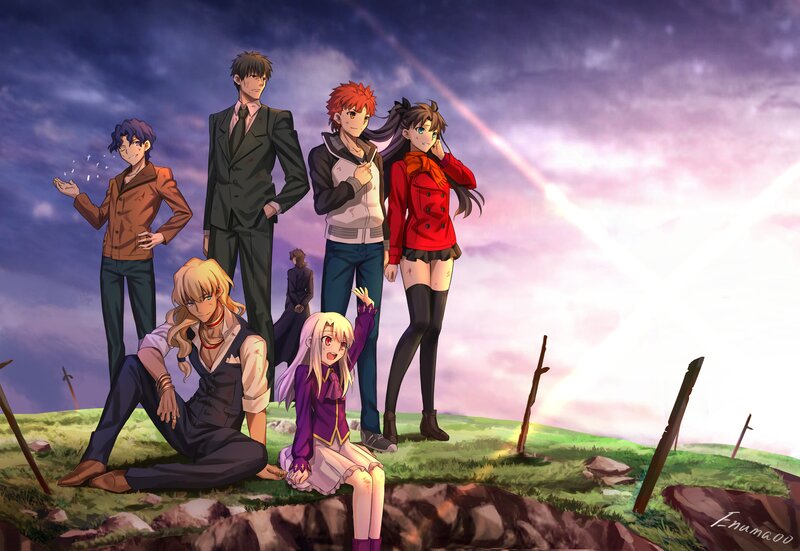 Anime Characters on a Hill — Purple, Dramatic