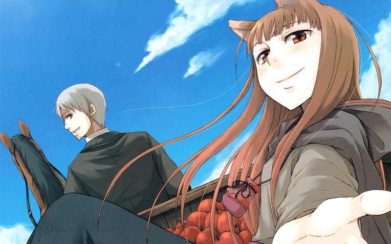 Anime characters on a horse-drawn cart