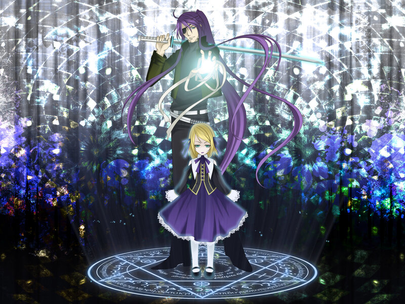 Anime characters on a magic circle