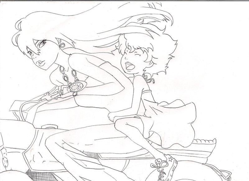 anime characters on a motorcycle