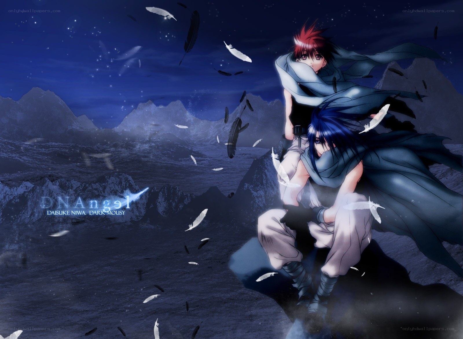 Anime characters on a mountain