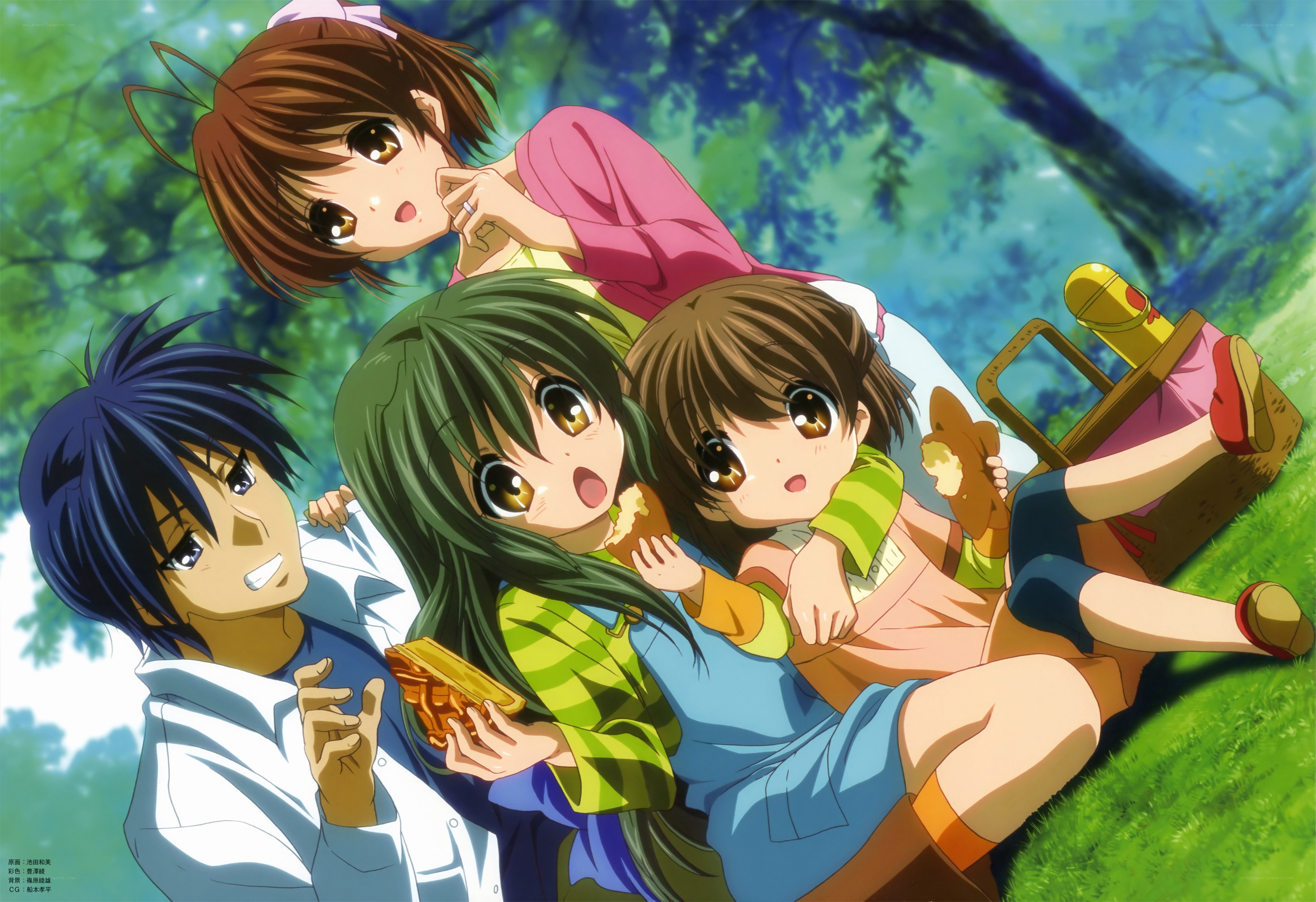 anime characters on a picnic