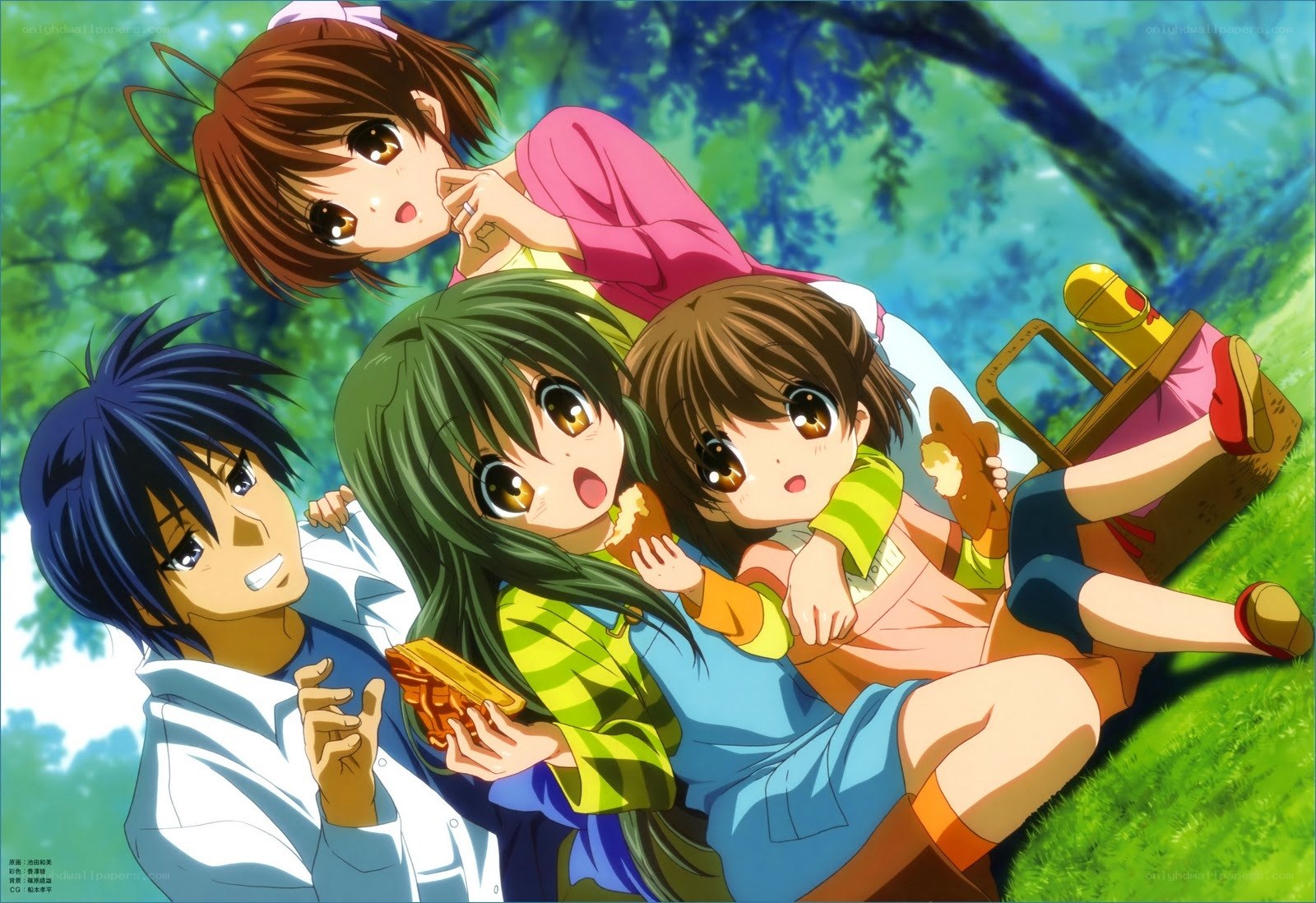 anime characters on a picnic