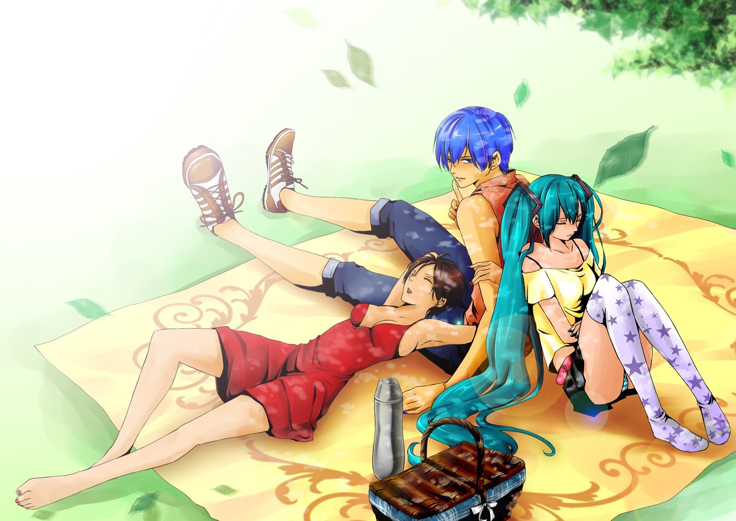 Anime characters on a picnic