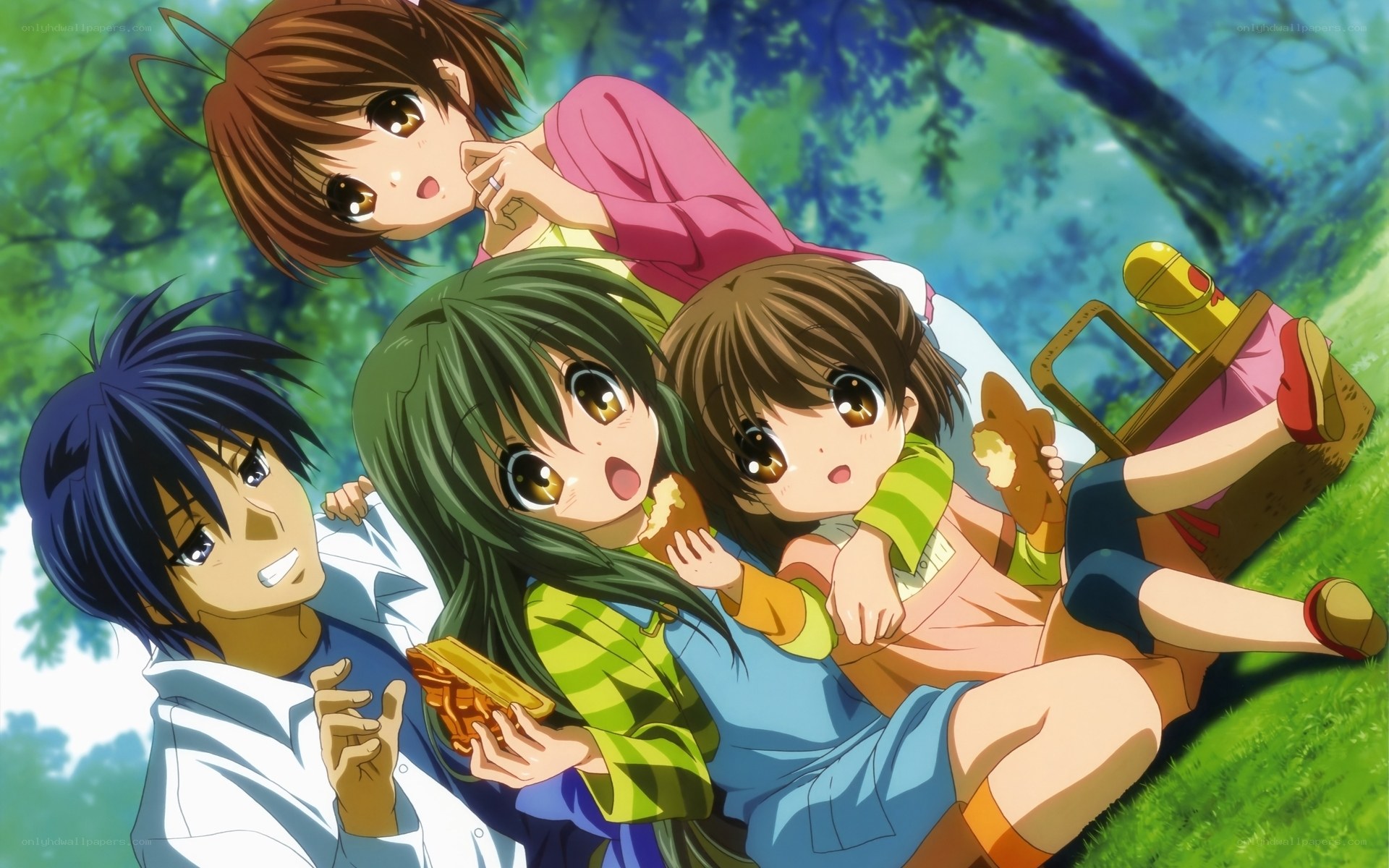 anime characters on a picnic