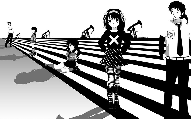 Anime Characters on a Road — Black