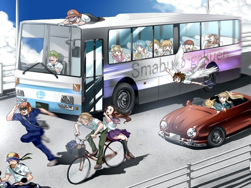 Anime Characters on a Road — Blue
