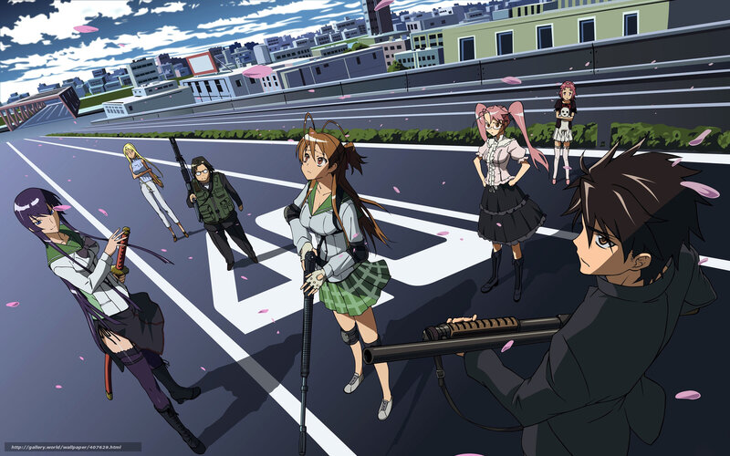 anime characters on a road