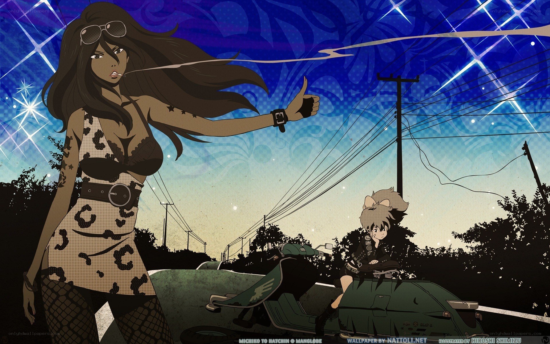 Anime characters on a road trip