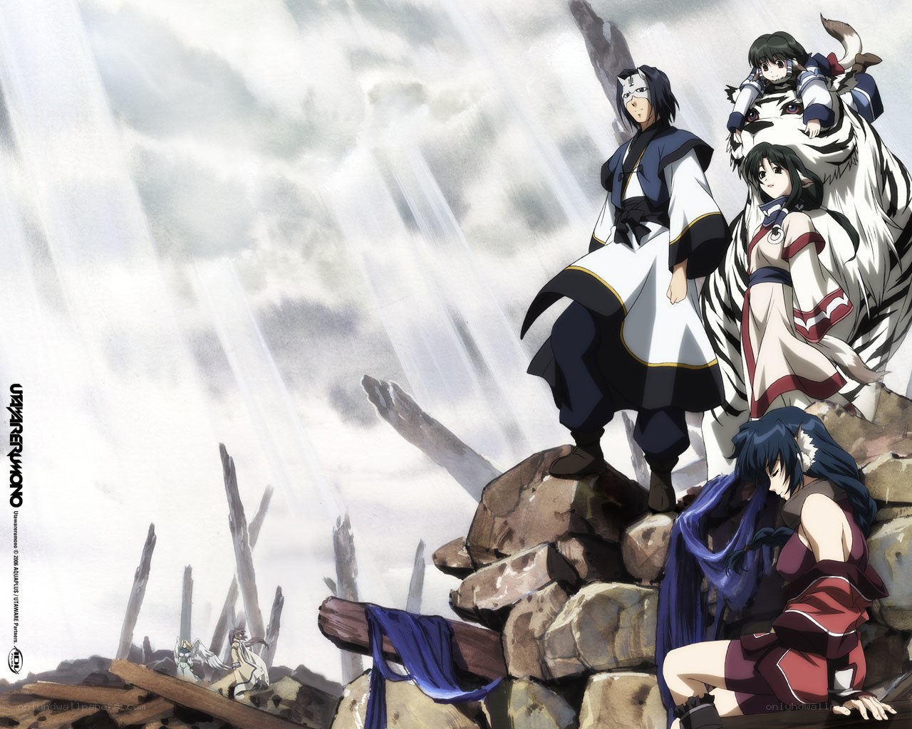 anime characters on a rocky cliff