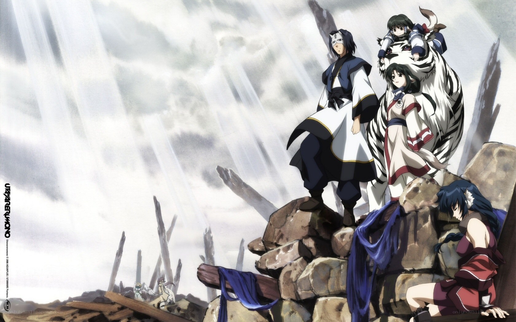 anime characters on a rocky cliff