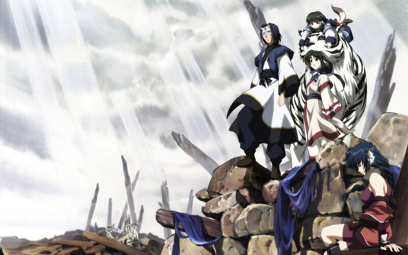anime characters on a rocky cliff