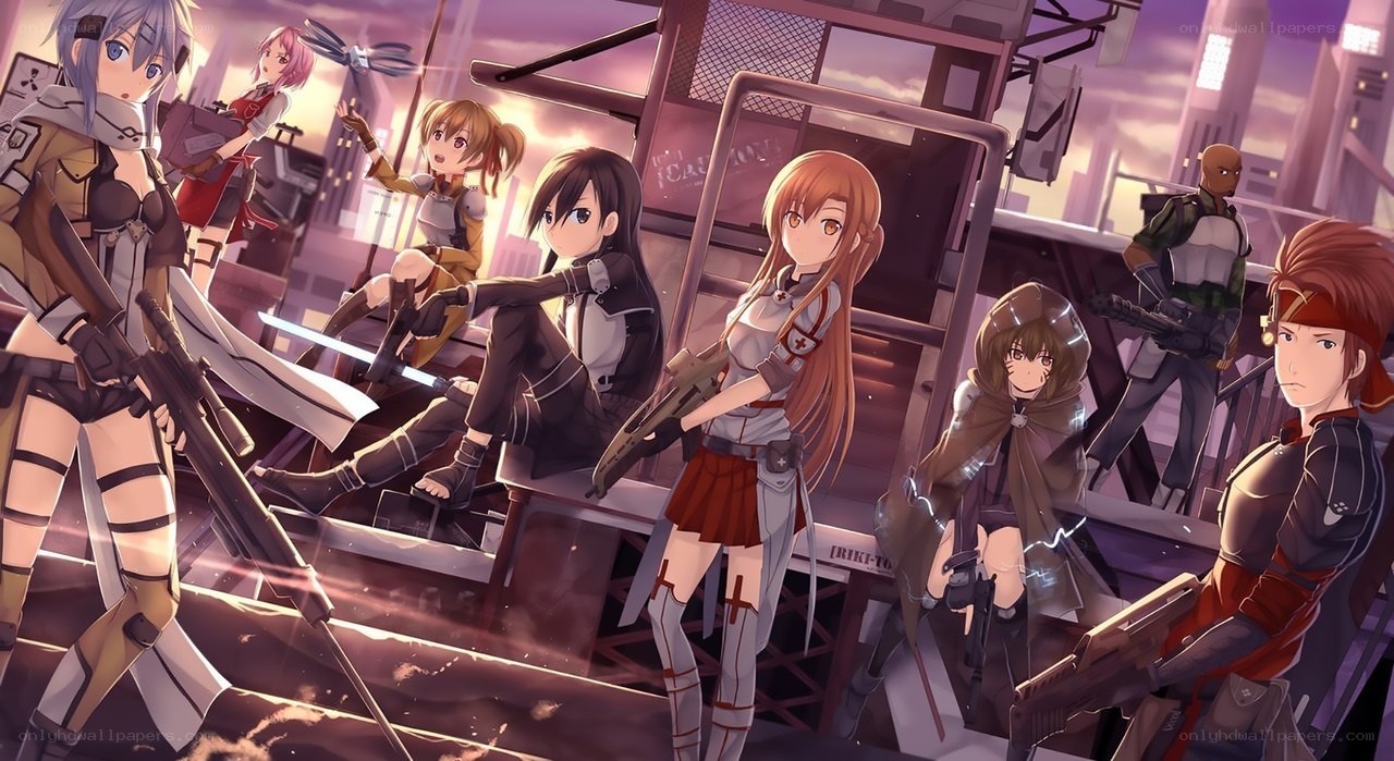 anime characters on a rooftop