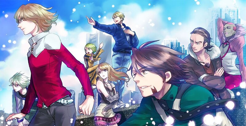 anime characters on a rooftop