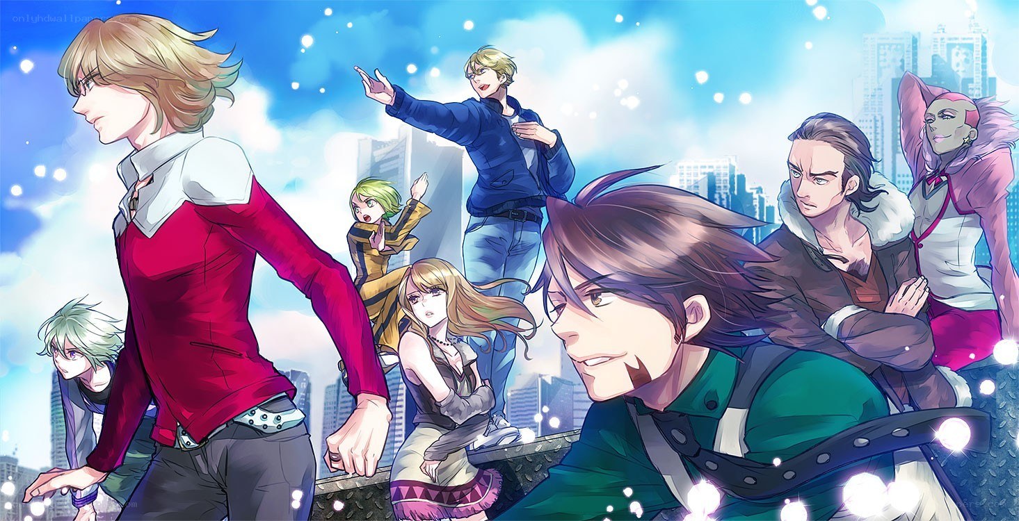 anime characters on a rooftop