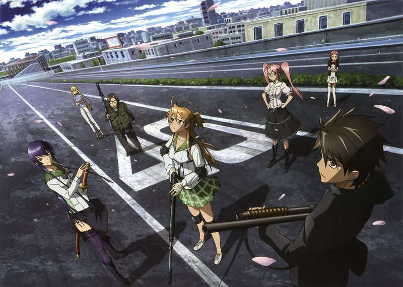 Anime characters on a rooftop