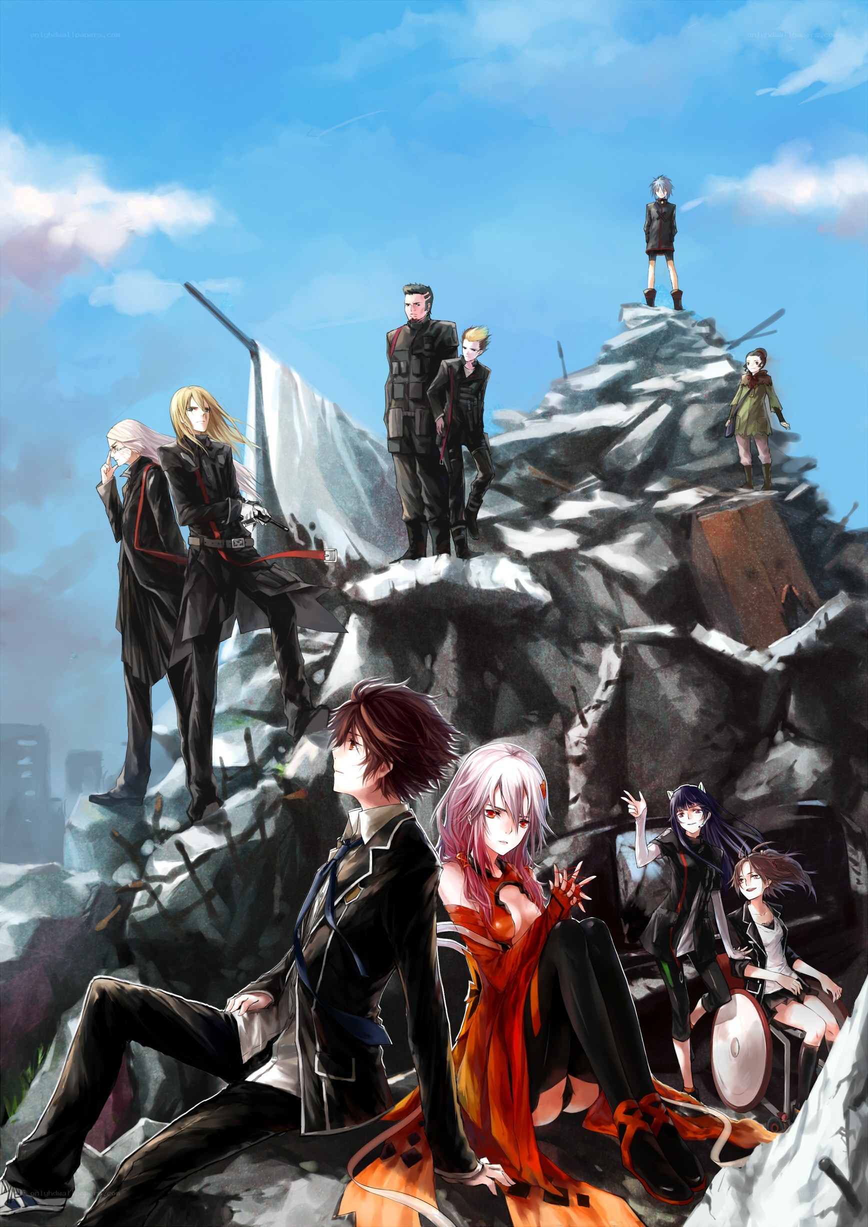 anime characters on a ruin