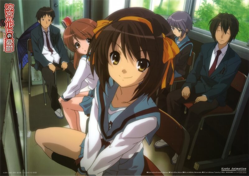 Anime characters on a school bus