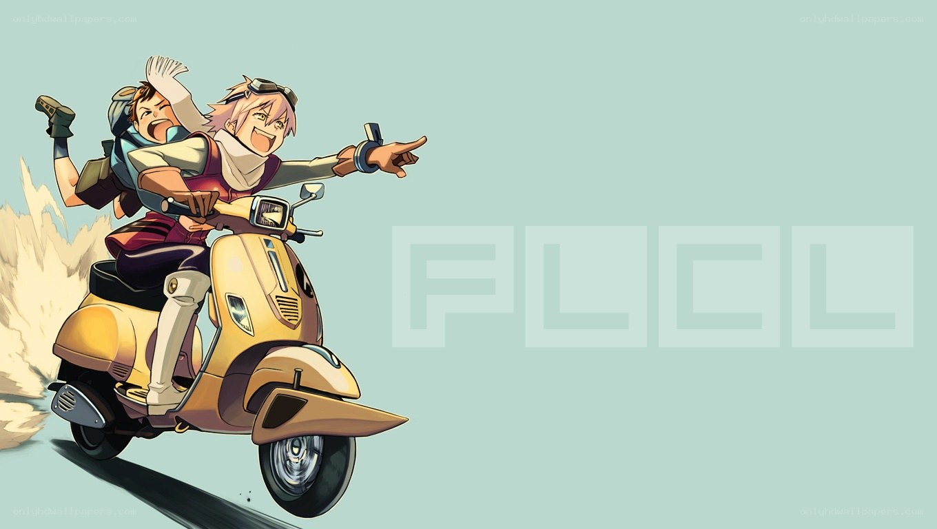 Anime characters on a scooter