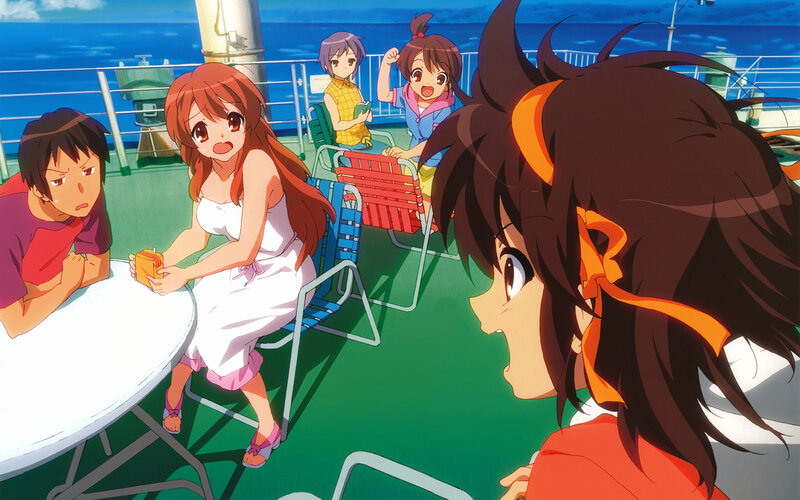 Anime Characters on a Ship Deck — Blue