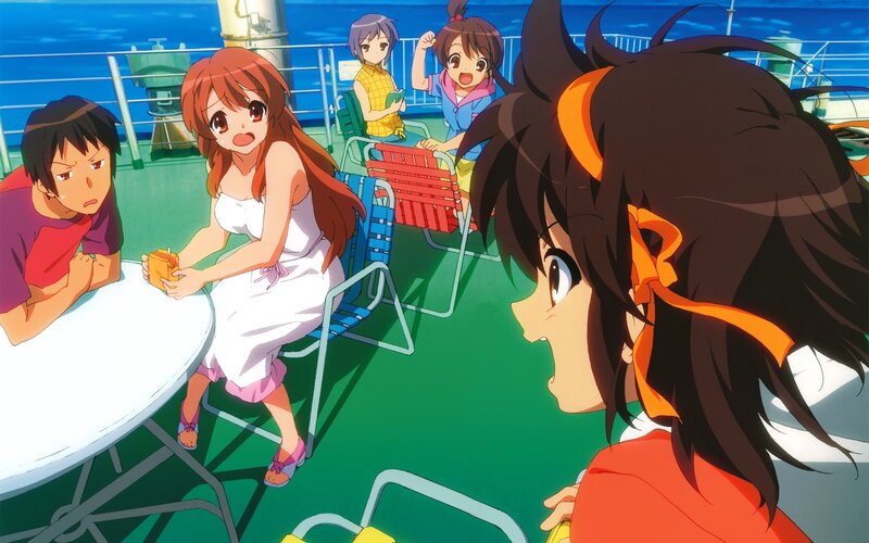 Anime characters on a ship deck