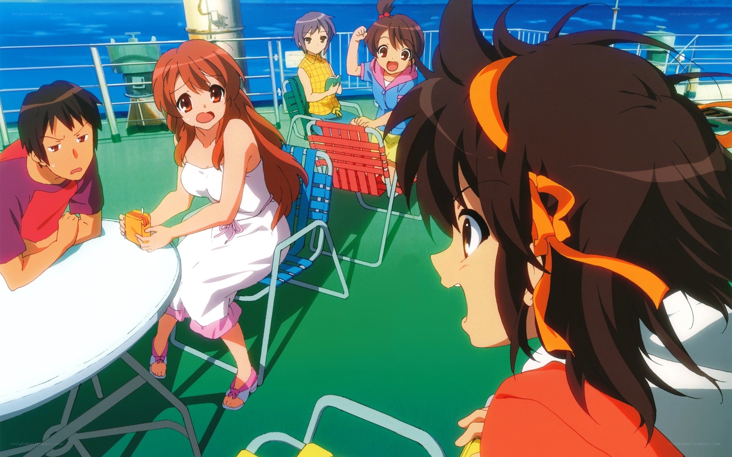 Anime characters on a ship deck